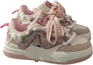 Chic Pastel Aesthetic Platform Shoes - Chunky Sneakers for Women, Available with or Without Faux Fur Trim
