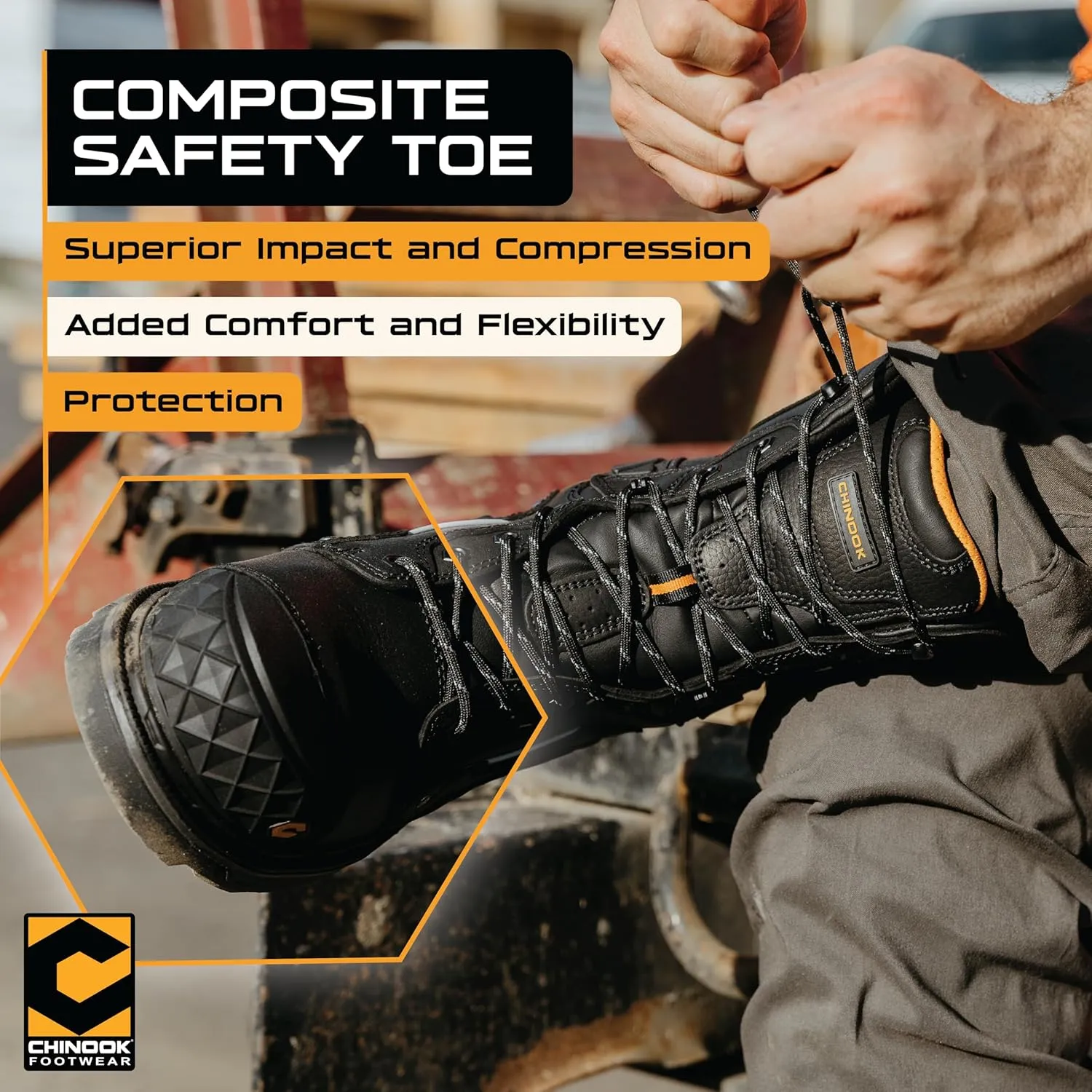 Chinook Footwear Scorpion 9" Composite Toe Industrial & Construction Waterproof Work Boots