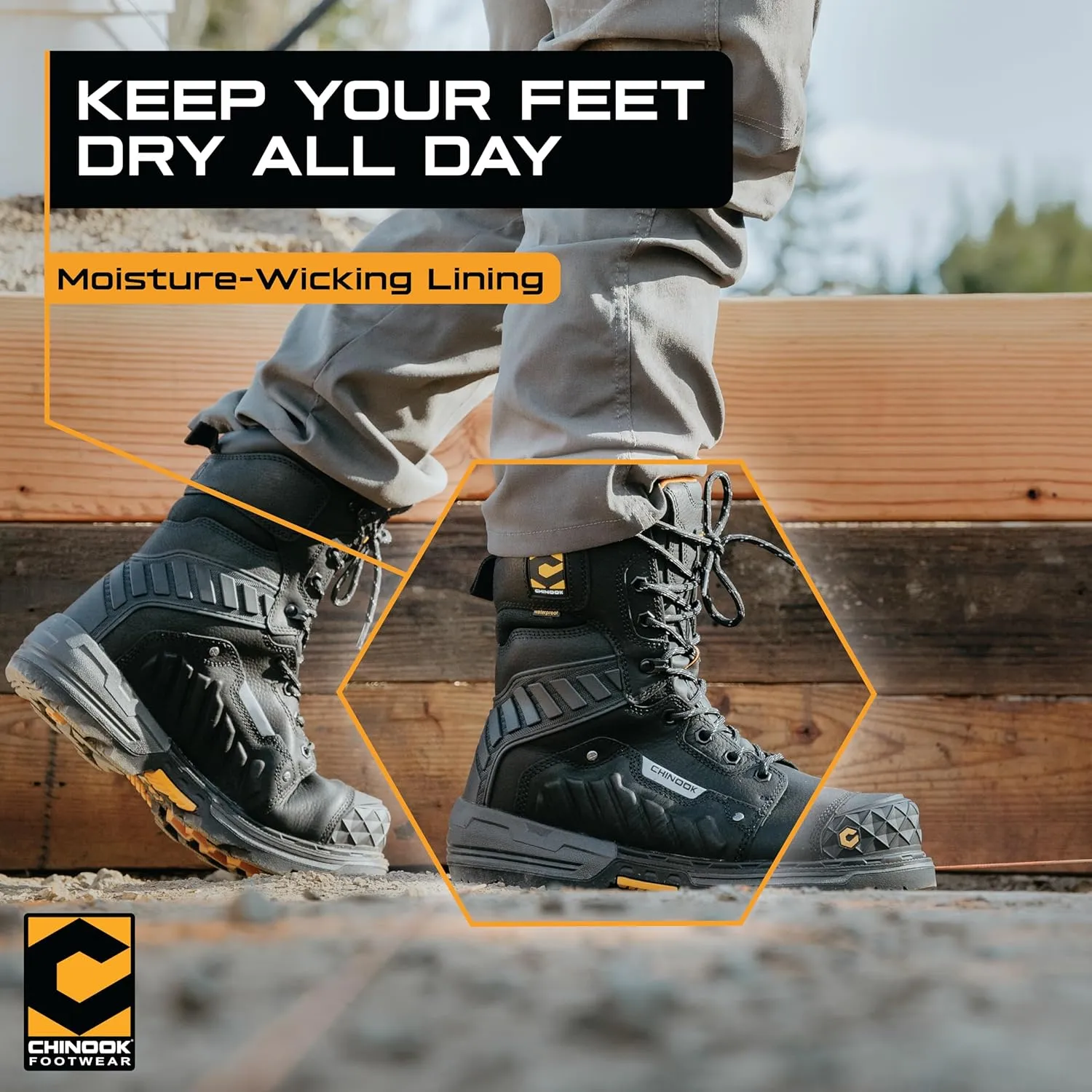 Chinook Footwear Scorpion 9" Composite Toe Industrial & Construction Waterproof Work Boots