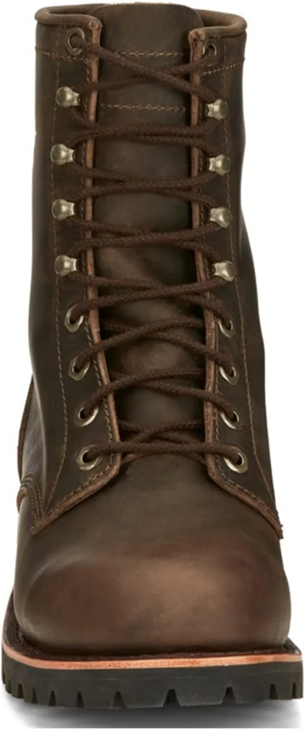 Chippewa Men's Classic 2.0 8" Leather Lace Up Work Boot - Soft Toe Lace Up Boot - Durable Vibram Sole