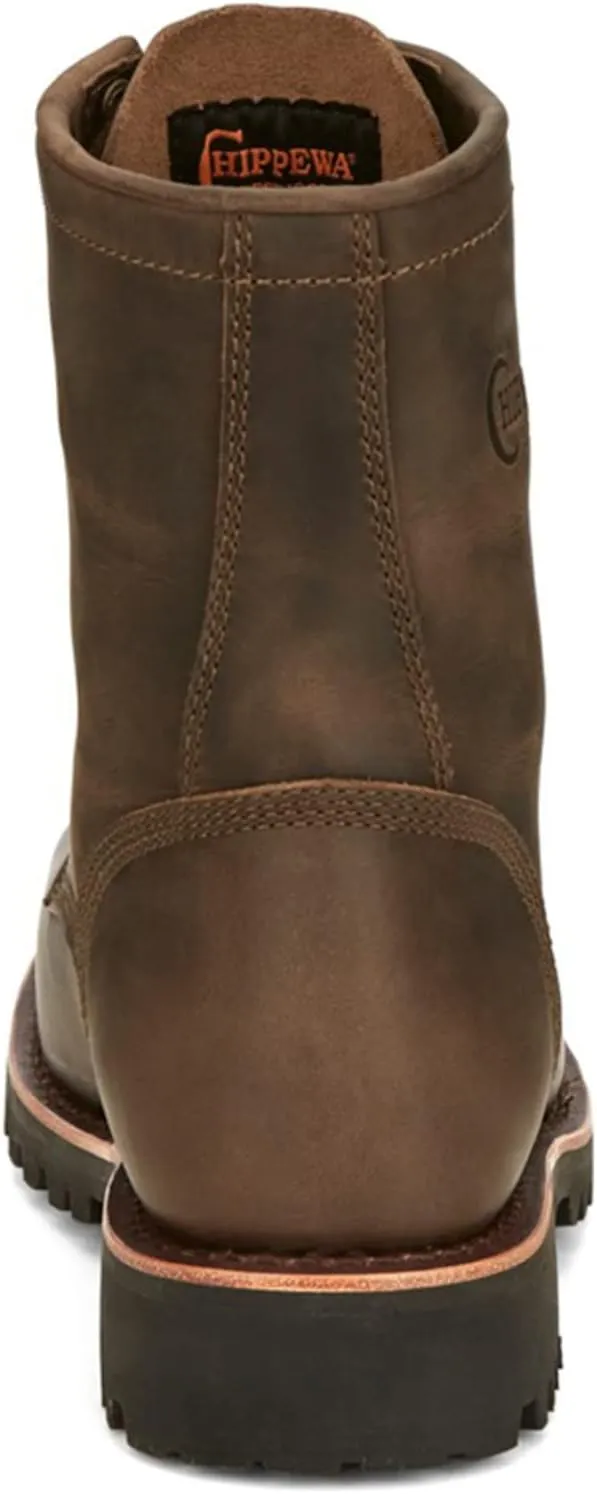 Chippewa Men's Classic 2.0 8" Leather Lace Up Work Boot - Soft Toe Lace Up Boot - Durable Vibram Sole