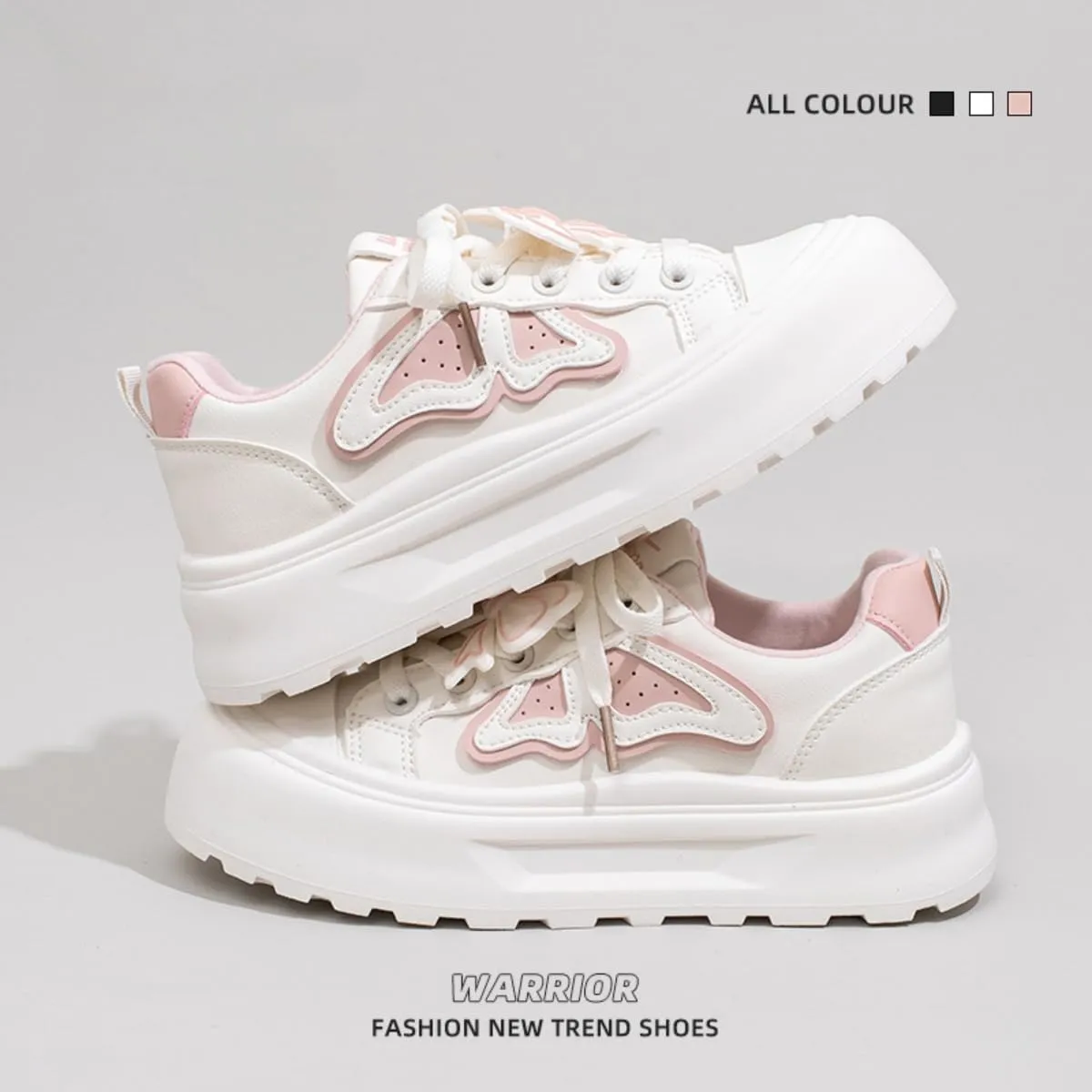 Chunky Platform Sneakers for Women Butterfly Wings Bow Design Comfortable Skate Shoes for Sport, Travel, Casual Walking