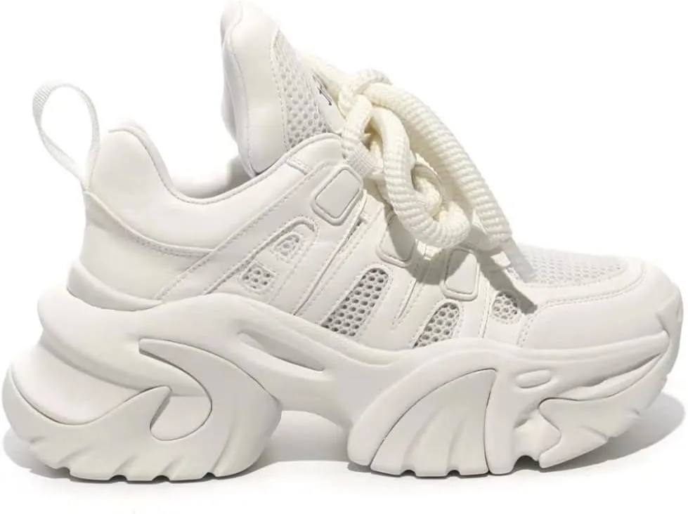 Chunky Sneakers for Women & Girls Walking Shoes with 2.4-Inch Thick Sole - Comfortable & Lightweight