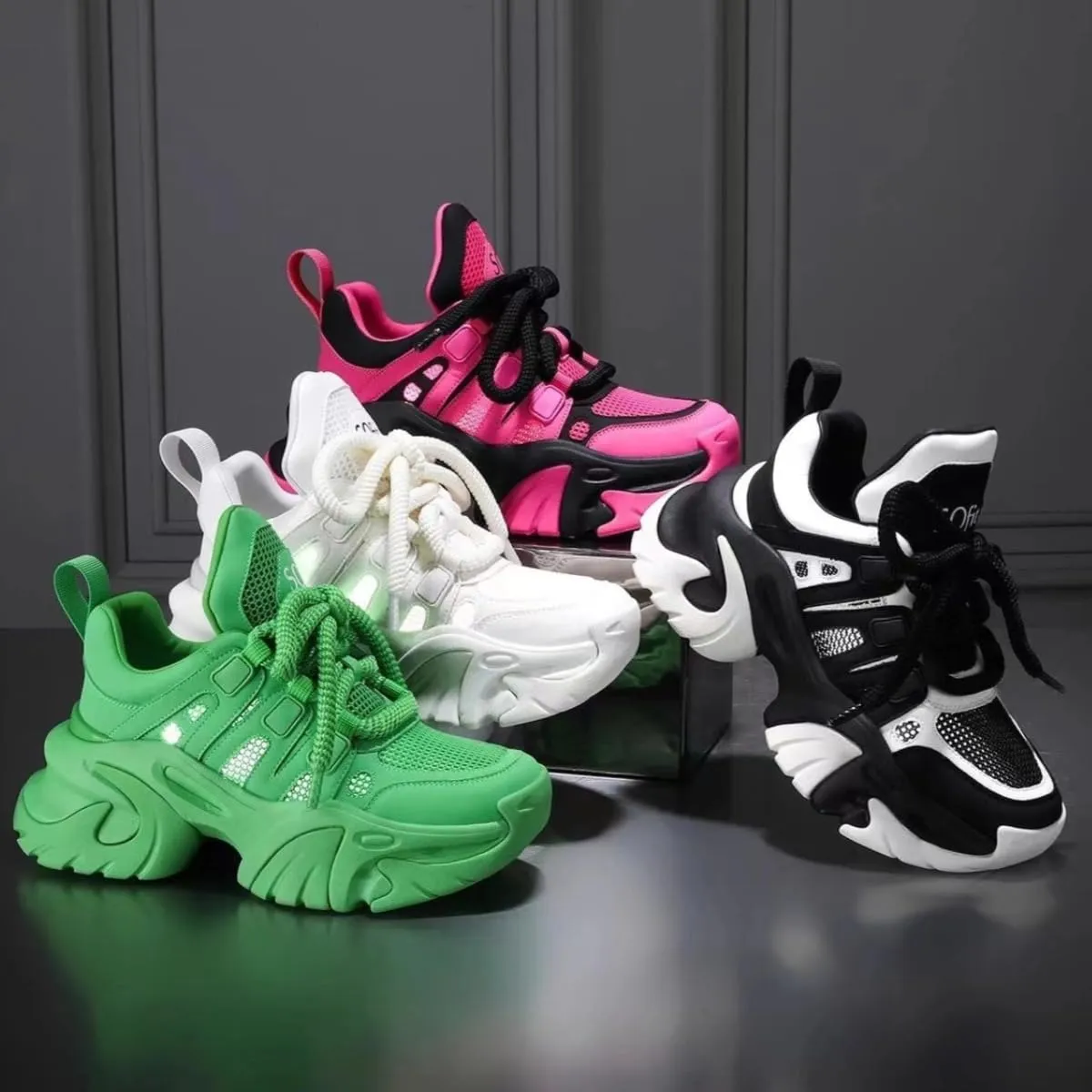 Chunky Sneakers for Women & Girls Walking Shoes with 2.4-Inch Thick Sole - Comfortable & Lightweight