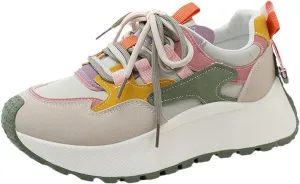 Chunky Sneakers for Women Color Block Platform Walking Shoes