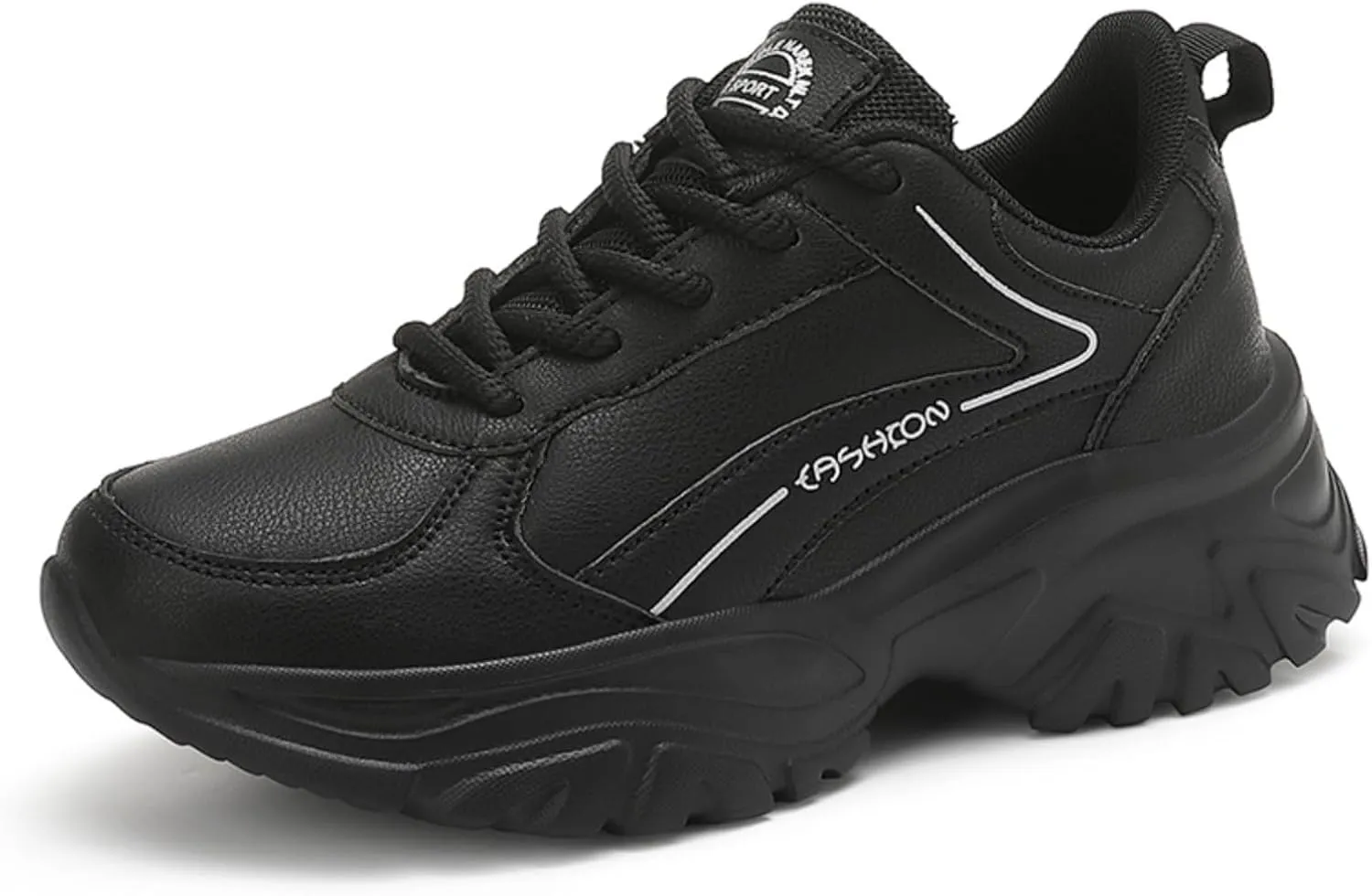 Chunky Sneakers for Women Fashion Platform Height - Increasing Leather Casual Dad Shoes Comfortable Wedge Walking Running Sport Sneakers