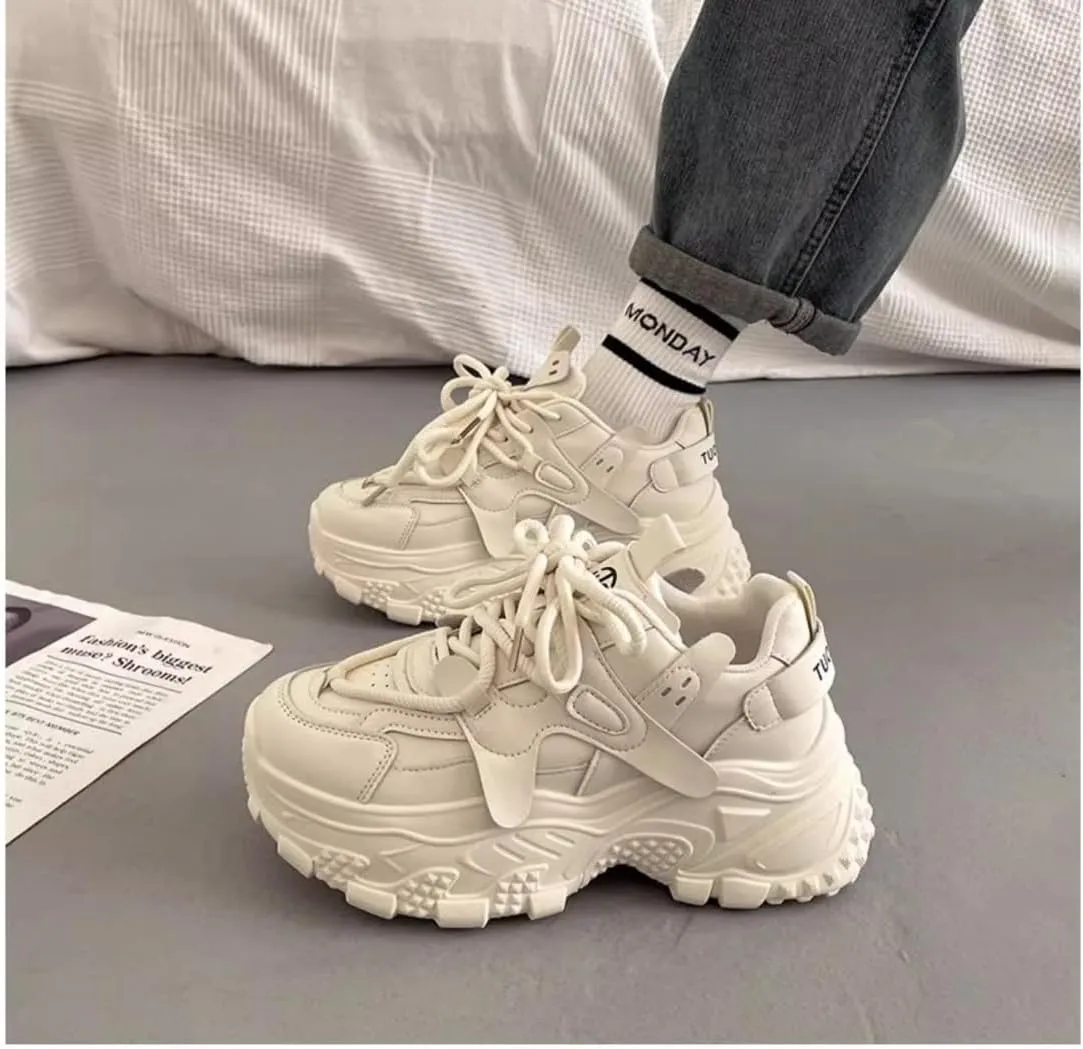 Chunky Sneakers for Women Height-Increasing Platform Casual Dad Shoes Comfortable Wedge Walking Sport Sneakers