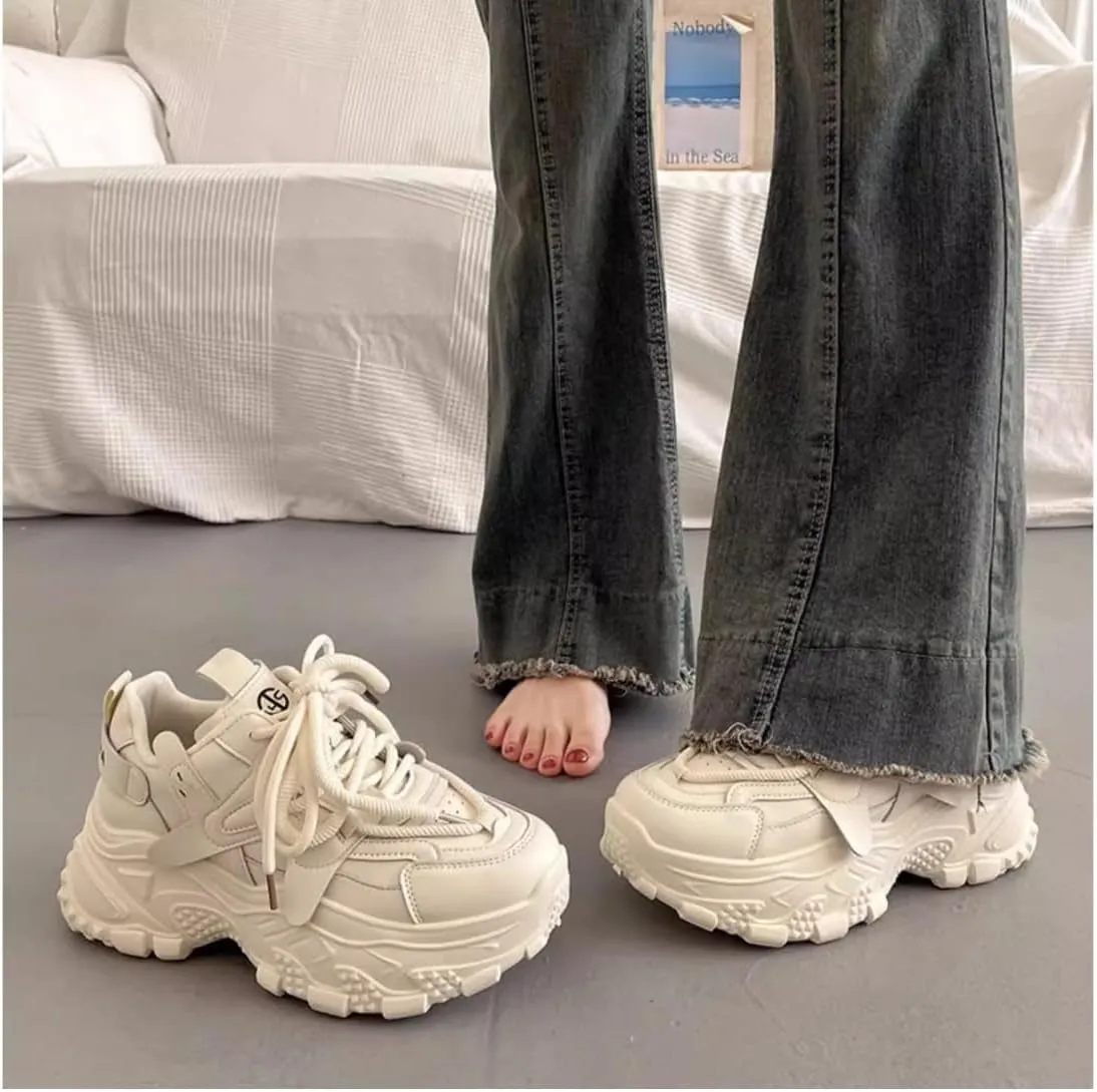 Chunky Sneakers for Women Height-Increasing Platform Casual Dad Shoes Comfortable Wedge Walking Sport Sneakers