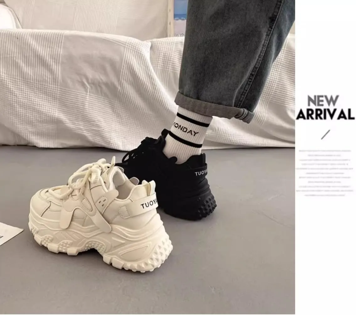 Chunky Sneakers for Women Height-Increasing Platform Casual Dad Shoes Comfortable Wedge Walking Sport Sneakers