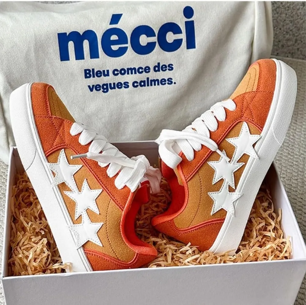 Chunky Sneakers Women, 3 Star Patch, Chunky Laces, Contrast Color, Round Toe, Height Boost, Y2K Street Platform Shoes