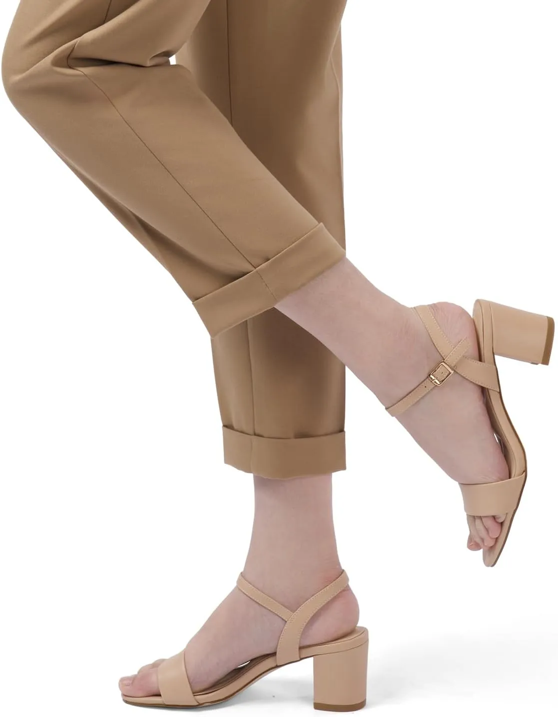 Classic Block Heel Sandals for Women, Comfortable Open Toe Low Chunky Heels [Size Runs Small, 1 Size Up]
