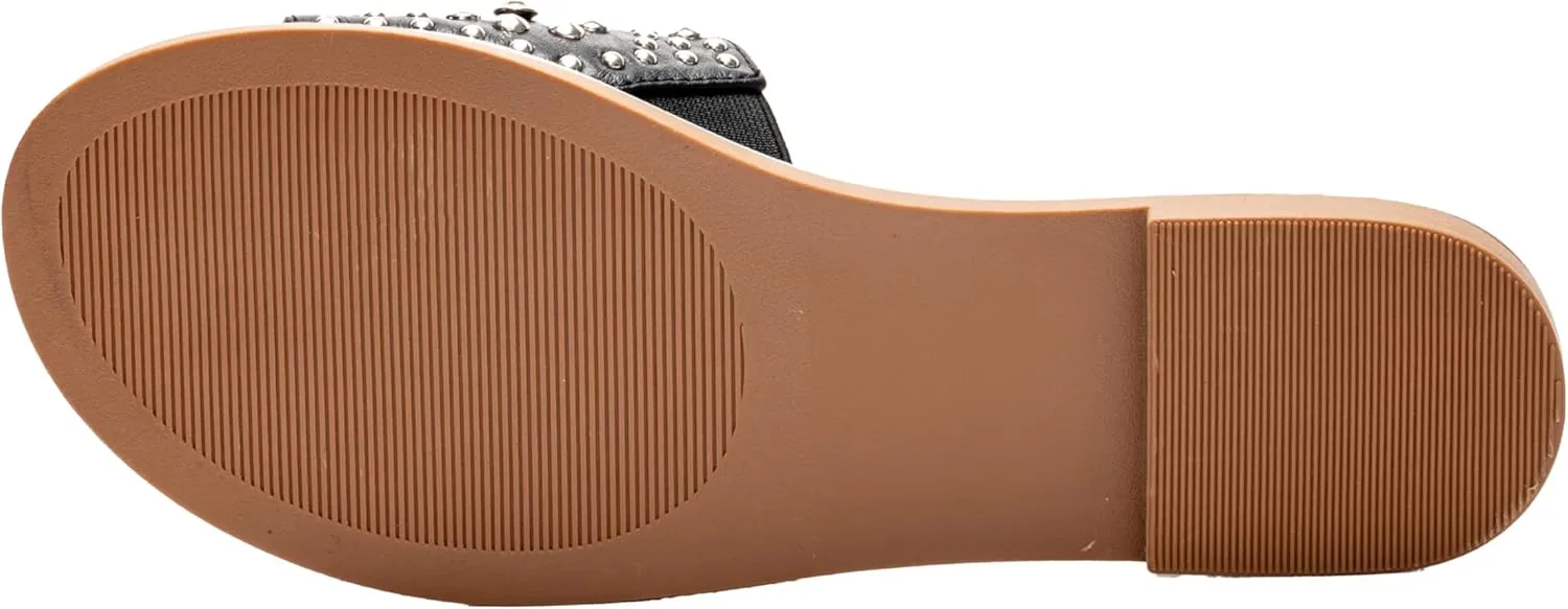 Corkys Footwear Hey Girl Womens Bail Money Sandal - Featuring a Studded Wide Strap With Elastic Gore, Metallic Rand Around the Bottom, and Cushioned Insoles