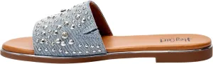 Corkys Footwear Hey Girl Womens Bail Money Sandal - Featuring a Studded Wide Strap With Elastic Gore, Metallic Rand Around the Bottom, and Cushioned Insoles
