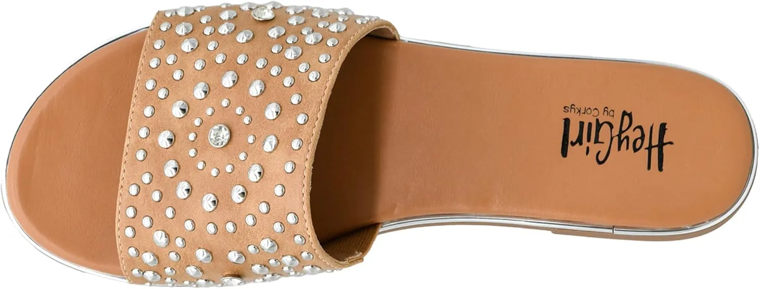 Corkys Footwear Hey Girl Womens Bail Money Sandal - Featuring a Studded Wide Strap With Elastic Gore, Metallic Rand Around the Bottom, and Cushioned Insoles