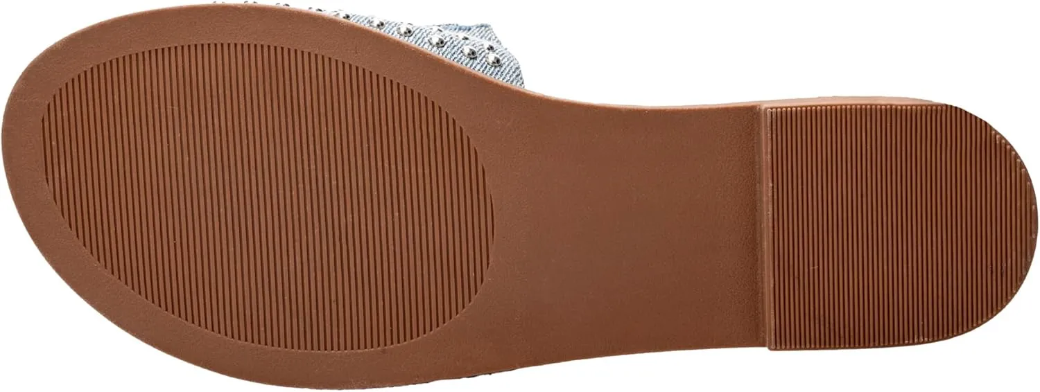 Corkys Footwear Hey Girl Womens Bail Money Sandal - Featuring a Studded Wide Strap With Elastic Gore, Metallic Rand Around the Bottom, and Cushioned Insoles