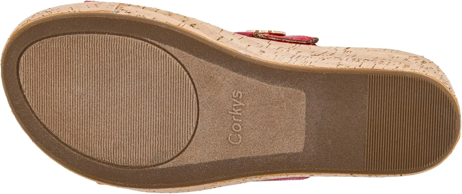 Corkys Footwear Hi Tide Double Strap 2.5-Inch Wedge - Featuring Two Metal-Accented Straps, A Cushioned EVA Insole For All Day Wear, Easy and Convenient Slip-On design
