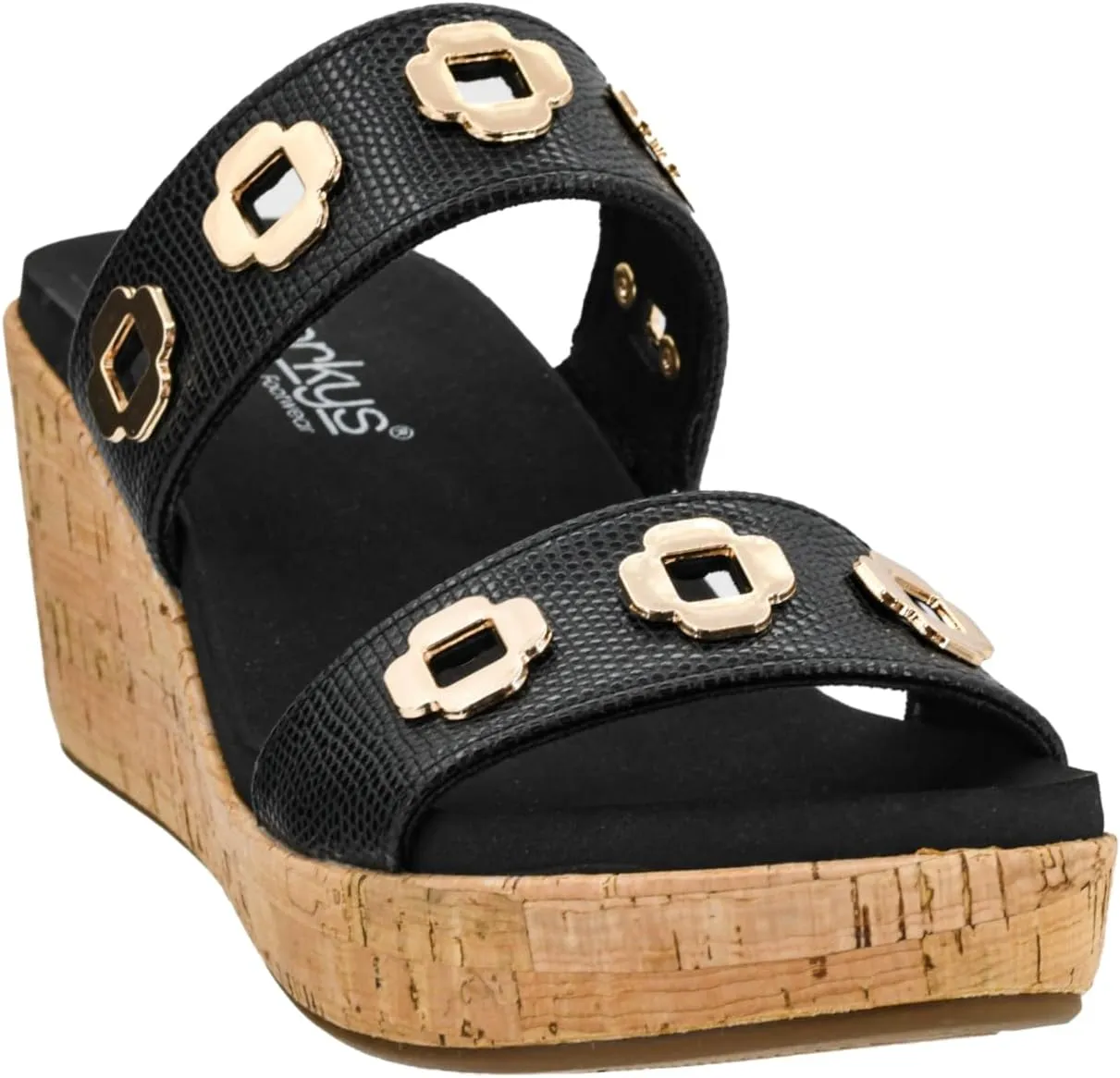 Corkys Footwear Hi Tide Double Strap 2.5-Inch Wedge - Featuring Two Metal-Accented Straps, A Cushioned EVA Insole For All Day Wear, Easy and Convenient Slip-On design