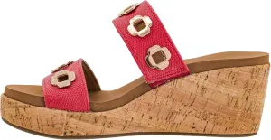 Corkys Footwear Hi Tide Double Strap 2.5-Inch Wedge - Featuring Two Metal-Accented Straps, A Cushioned EVA Insole For All Day Wear, Easy and Convenient Slip-On design