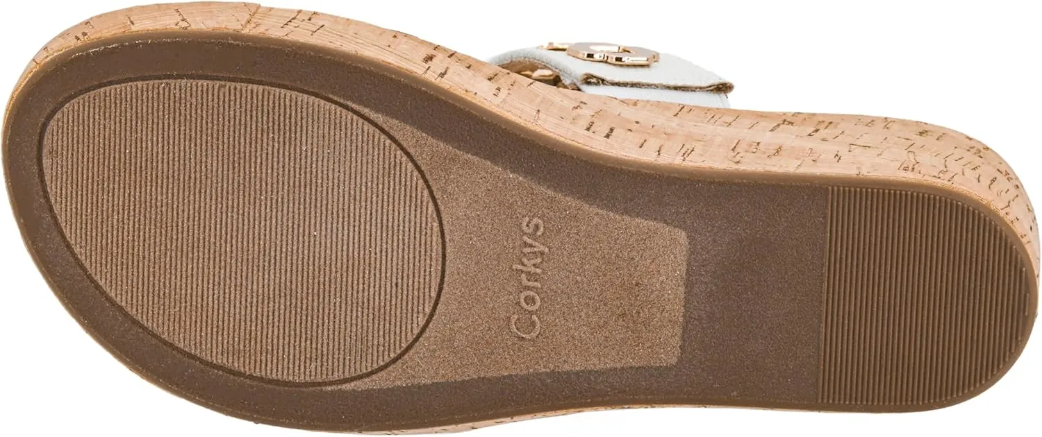 Corkys Footwear Hi Tide Double Strap 2.5-Inch Wedge - Featuring Two Metal-Accented Straps, A Cushioned EVA Insole For All Day Wear, Easy and Convenient Slip-On design