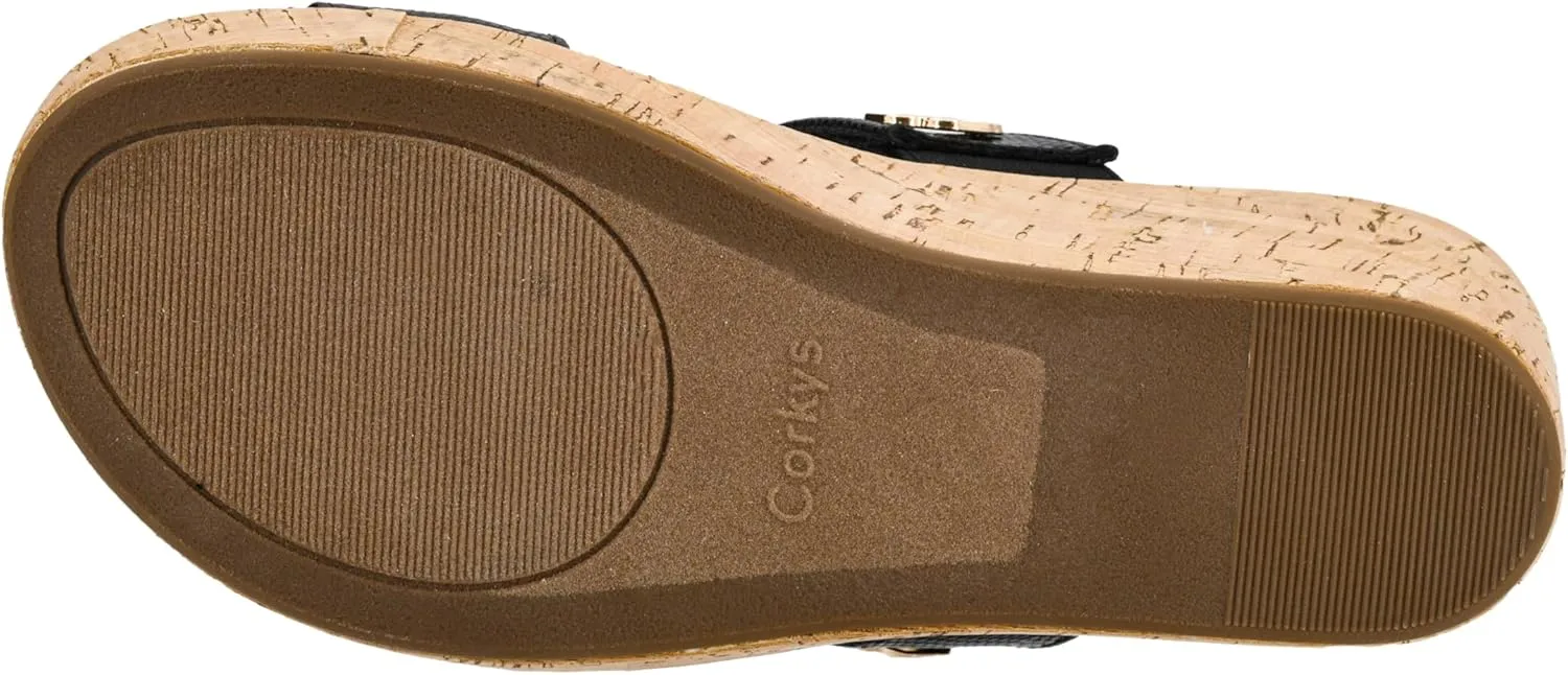 Corkys Footwear Hi Tide Double Strap 2.5-Inch Wedge - Featuring Two Metal-Accented Straps, A Cushioned EVA Insole For All Day Wear, Easy and Convenient Slip-On design