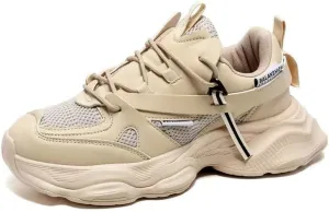 Couple Daddy Shoes Breathable Style of All Matching Thick Sole Single Shoes Trend Casual Shoes (Beige, Big Kid, Men, 11, Numeric, US Footwear Size System, Medium)