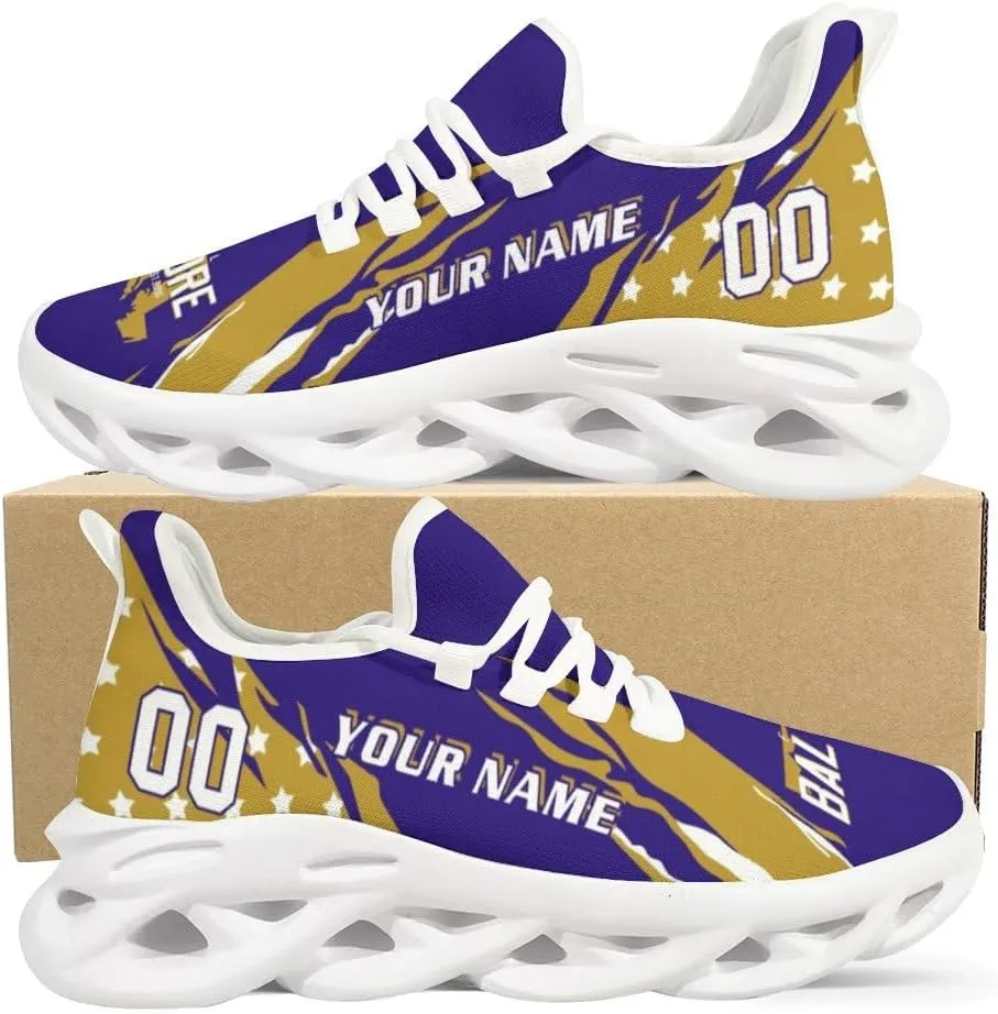 Custom Football Sneakers Personalized Breathable Fan Gift Add Name & Number Workout Athletic Gym Slip-on Shoes for Men Women