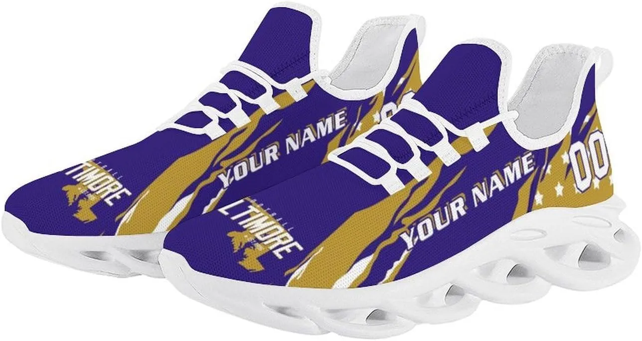 Custom Football Sneakers Personalized Breathable Fan Gift Add Name & Number Workout Athletic Gym Slip-on Shoes for Men Women