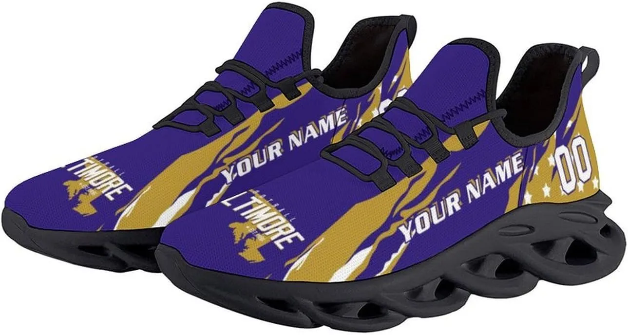 Custom Football Sneakers Personalized Breathable Fan Gift Add Name & Number Workout Athletic Gym Slip-on Shoes for Men Women