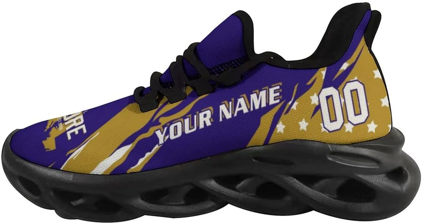 Custom Football Sneakers Personalized Breathable Fan Gift Add Name & Number Workout Athletic Gym Slip-on Shoes for Men Women