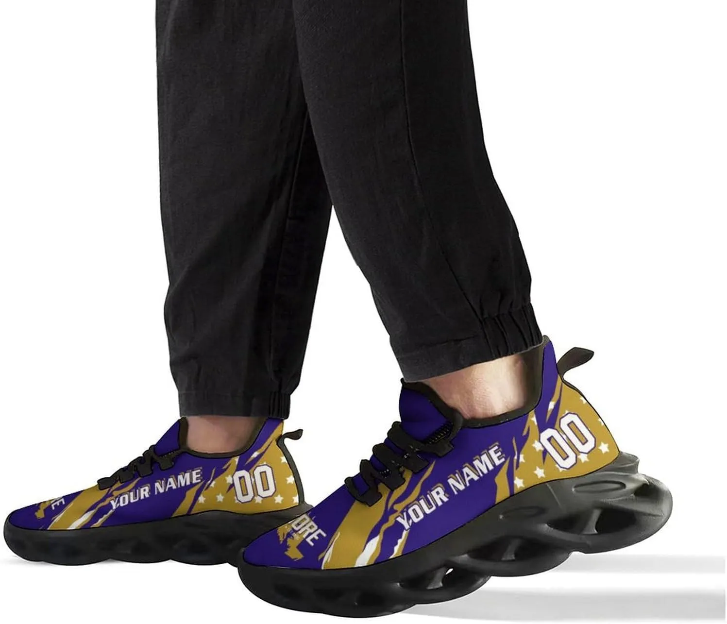Custom Football Sneakers Personalized Breathable Fan Gift Add Name & Number Workout Athletic Gym Slip-on Shoes for Men Women