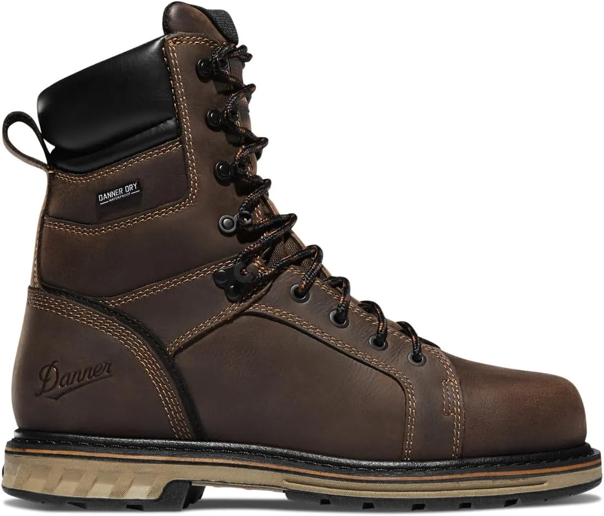Danner 8” Steel Yard Steel Toe Work Boots for Men - Waterproof Full-Grain Leather with Dual-Density Footbed, Slip-Resistant Outsole, and EH Resistance