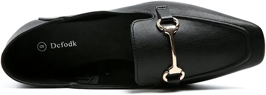 Dcfodk Women's Classic Leather Loafers Casual Slip On Flats Comfort Driving Office Loafer Shoes，Black & White