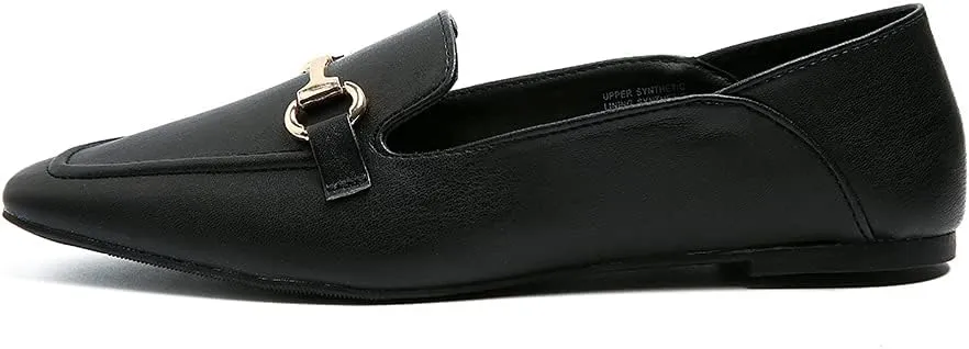 Dcfodk Women's Classic Leather Loafers Casual Slip On Flats Comfort Driving Office Loafer Shoes，Black & White