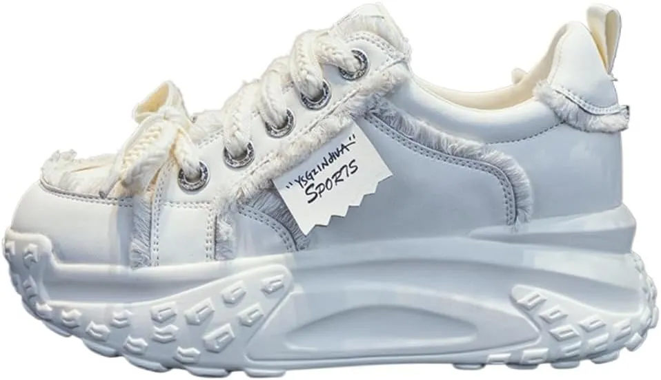 Designed to Make Your Legs Look Slimmer - Ins Influencers' Trendy Tire-Tread Daddy Sneakers with T-Strap | Thick Invisible Height Boost Chunky Sole for Student Travel & Outfits