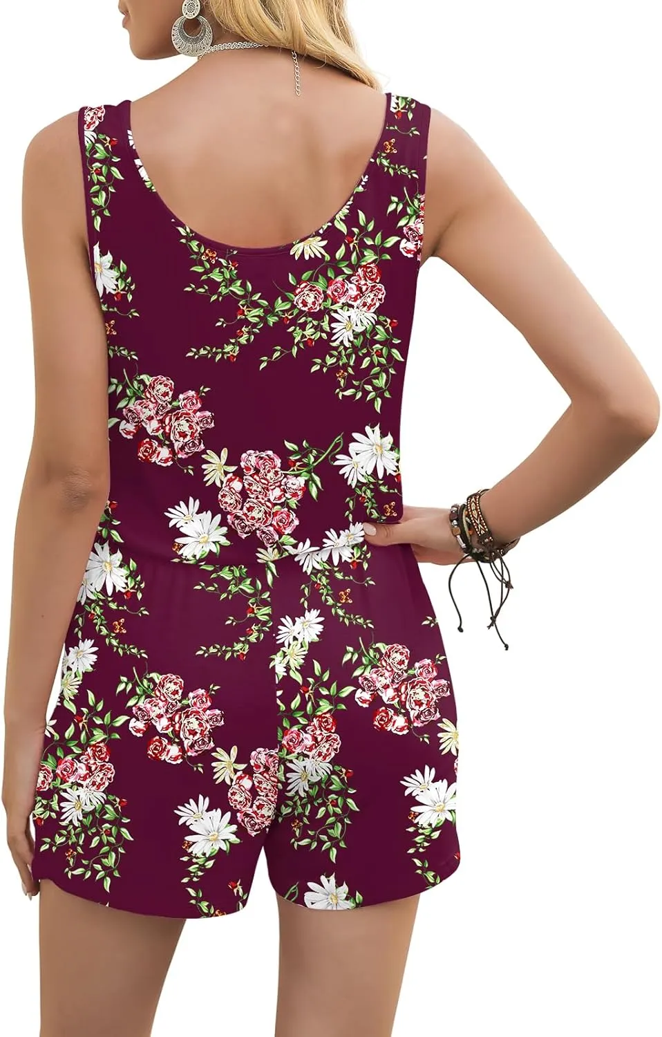 DouBCQ Womens Summer Romper Casual Short Jumpsuits with Pockets