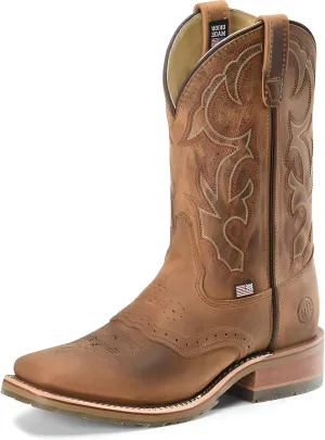 DOUBLE-H 11" Jase Square Toe Western Boots for Men - Texon Insole with Cork Inlay, Oil- and Slip-Resistant I.C.E. Outsole, EH-Rated and Made in USA