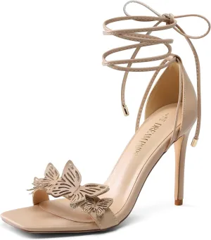 DREAM PAIRS Lace Up High Heels Stilletos Gladiator Open Square Toe Fashion Dressy Wedding Bridal Pumps Sandals