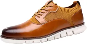 Dress Shoes for Men Casual Classic Style Men Lace Up Vintage Leather Shoes Black Shoes White Soles Men Business Casual