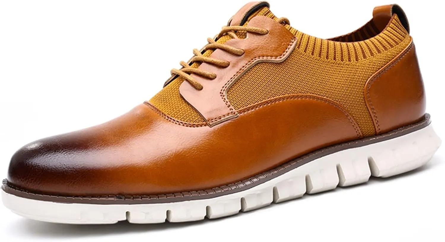 Dress Shoes for Men Casual Classic Style Men Lace Up Vintage Leather Shoes Black Shoes White Soles Men Business Casual