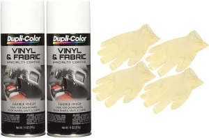 Duplicolor Gloss White Vinyl and Fabric Spray (11 oz) Bundle with Latex Gloves (6 Items)