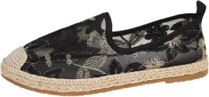 Espadrille Loafers Women Mesh Embroidered Floral Closed Toe Classic Casual Shoes Party Bridal Shoes Summer Dress Sandals