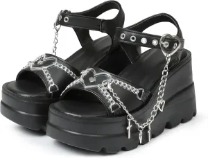 Eteridrey Platform Wedge Sandals Women Open Toe Low Chunky Heeled Goth Sandals Summer Punk Beach Shoes