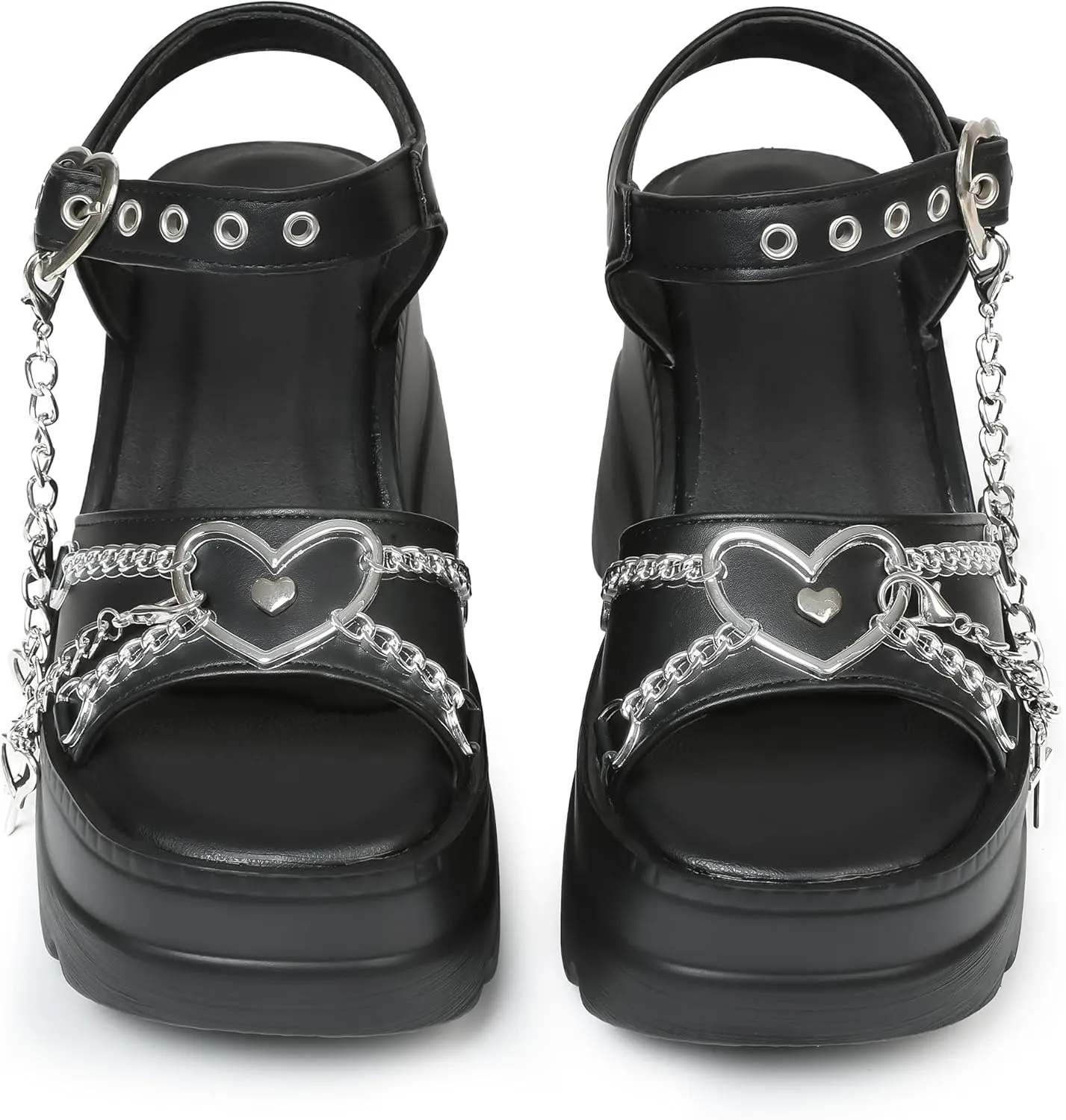 Eteridrey Platform Wedge Sandals Women Open Toe Low Chunky Heeled Goth Sandals Summer Punk Beach Shoes