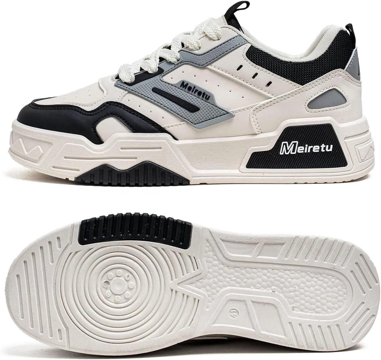 Exusiai Mens Fashion Streetwear Shoes Casual Non Slip Lace-Up Walking Chunky Sneakers Outdoor White Comfortable Breathable Dad Shoes