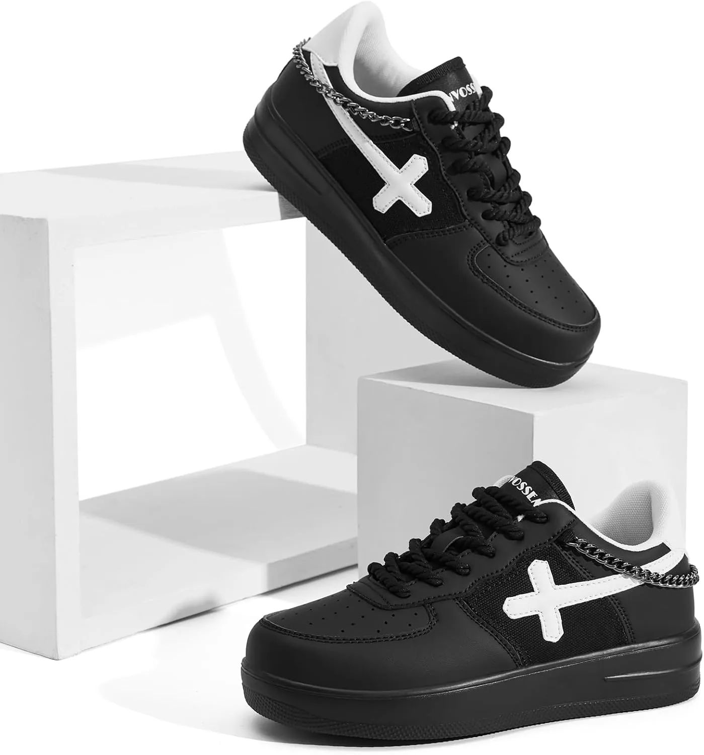 FANVOSSEM Chunky Platform Sneakers for Women，Women's Comfy Sparkly Dad Shoes Lace-Up Casual Walking & Sport Work Sneaker