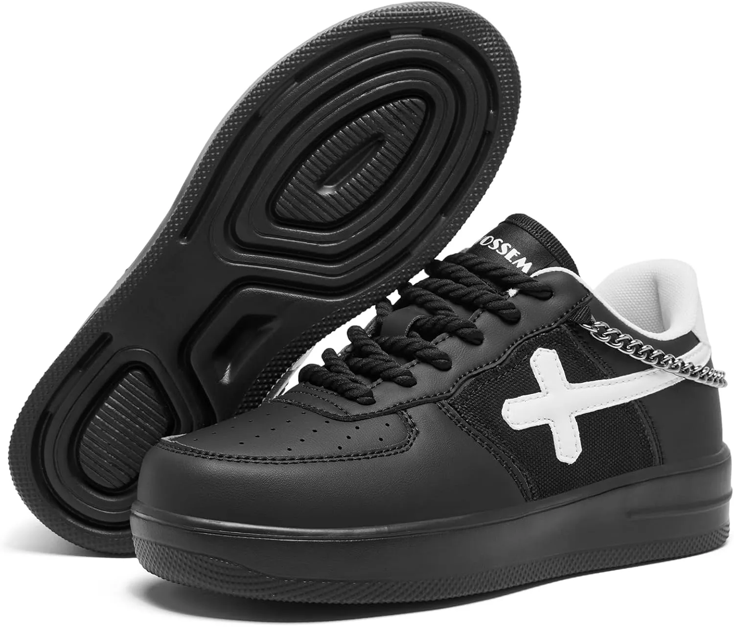 FANVOSSEM Chunky Platform Sneakers for Women，Women's Comfy Sparkly Dad Shoes Lace-Up Casual Walking & Sport Work Sneaker