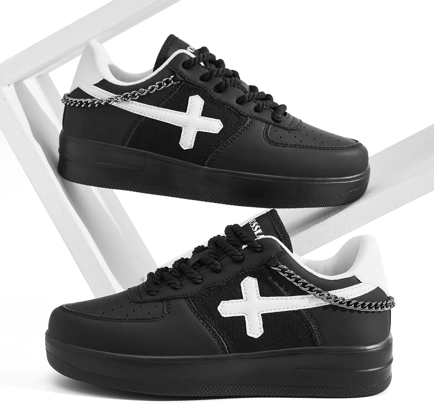 FANVOSSEM Chunky Platform Sneakers for Women，Women's Comfy Sparkly Dad Shoes Lace-Up Casual Walking & Sport Work Sneaker