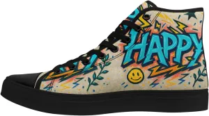 Fashion Graffiti High-Top Sneakers for Men Women Lightweight Stylish Canvas Streetwear Flat Shoes Student Breathable Footwear