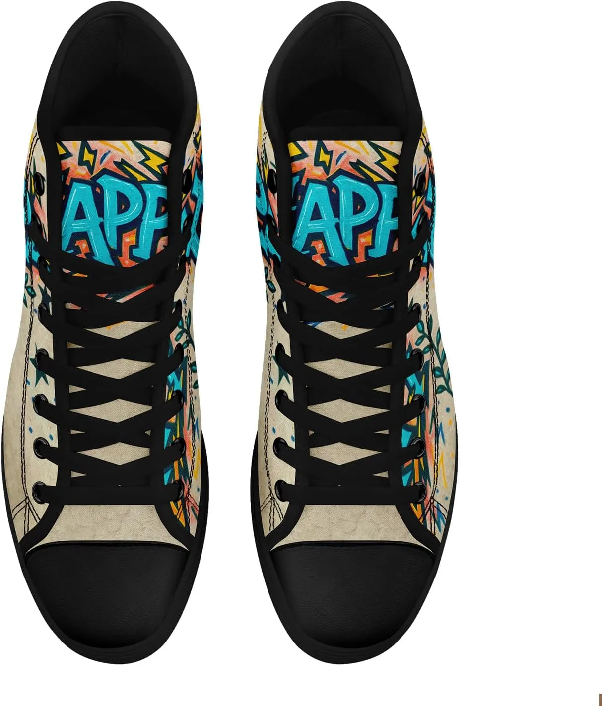 Fashion Graffiti High-Top Sneakers for Men Women Lightweight Stylish Canvas Streetwear Flat Shoes Student Breathable Footwear
