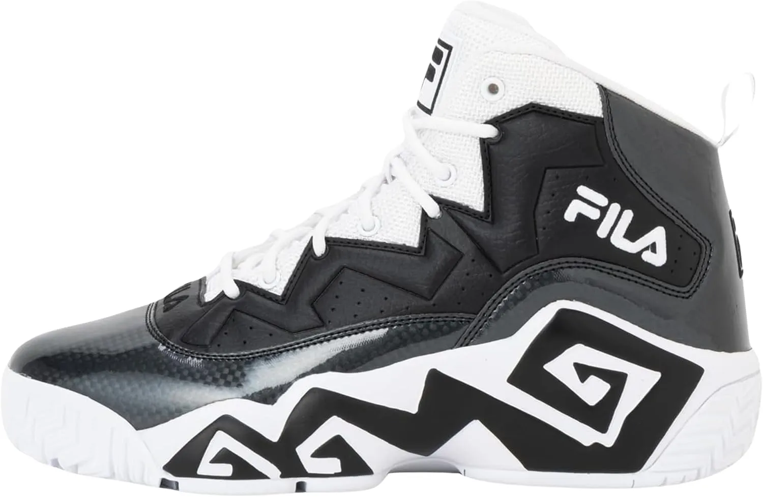 Fila MB Engineering Men's Basketball Sneakers Shoes, High-Top Ankle Support, Chunky Sole (White/Black/White, US Footwear Size System, Adult, Men, Numeric, Medium, 9)